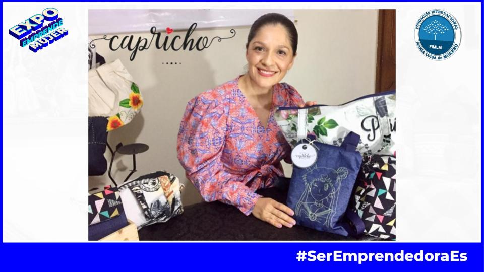 Carolina Sánchez y su emprendimiento Bolsos Capricho en Expo emprende Mujer 2021