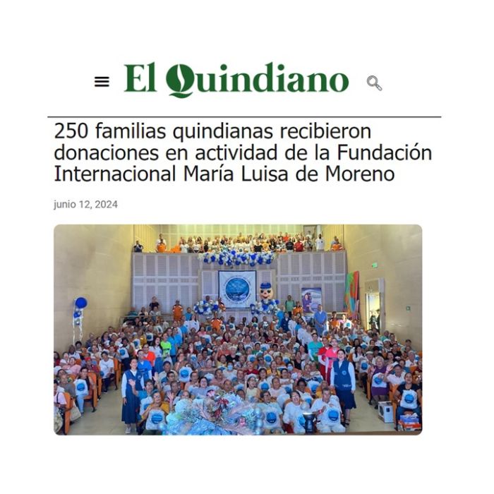 Prensa local de el Quindío destaca los beneficios entregados por la Fundación a 250 familias