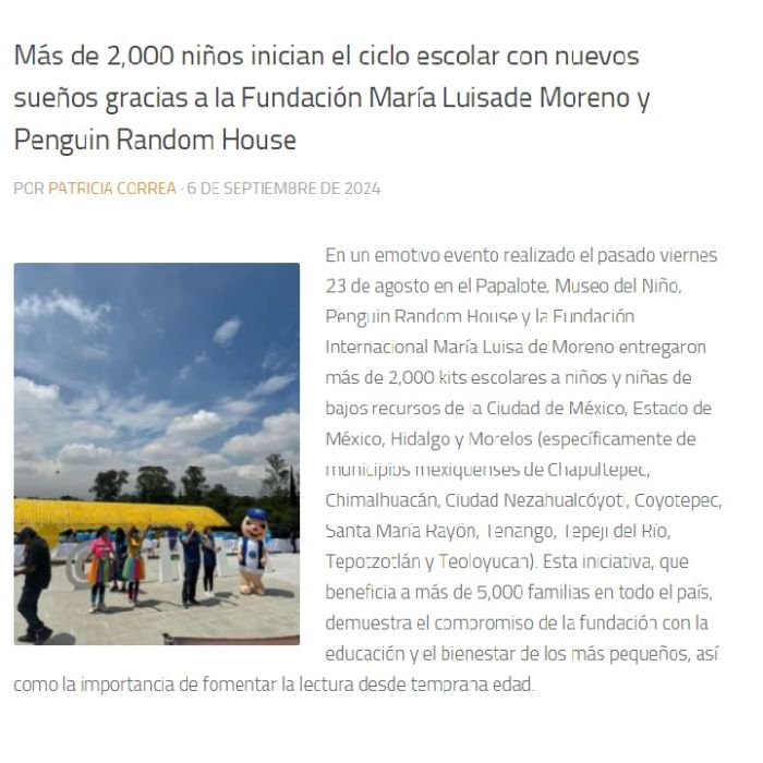 CIO Noticias destaca el evento realizado por la Fundación en beneficio de 2000 niños en México